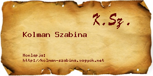 Kolman Szabina névjegykártya